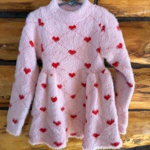 Lola + The Boys fuzzy heart dress size 3/4T